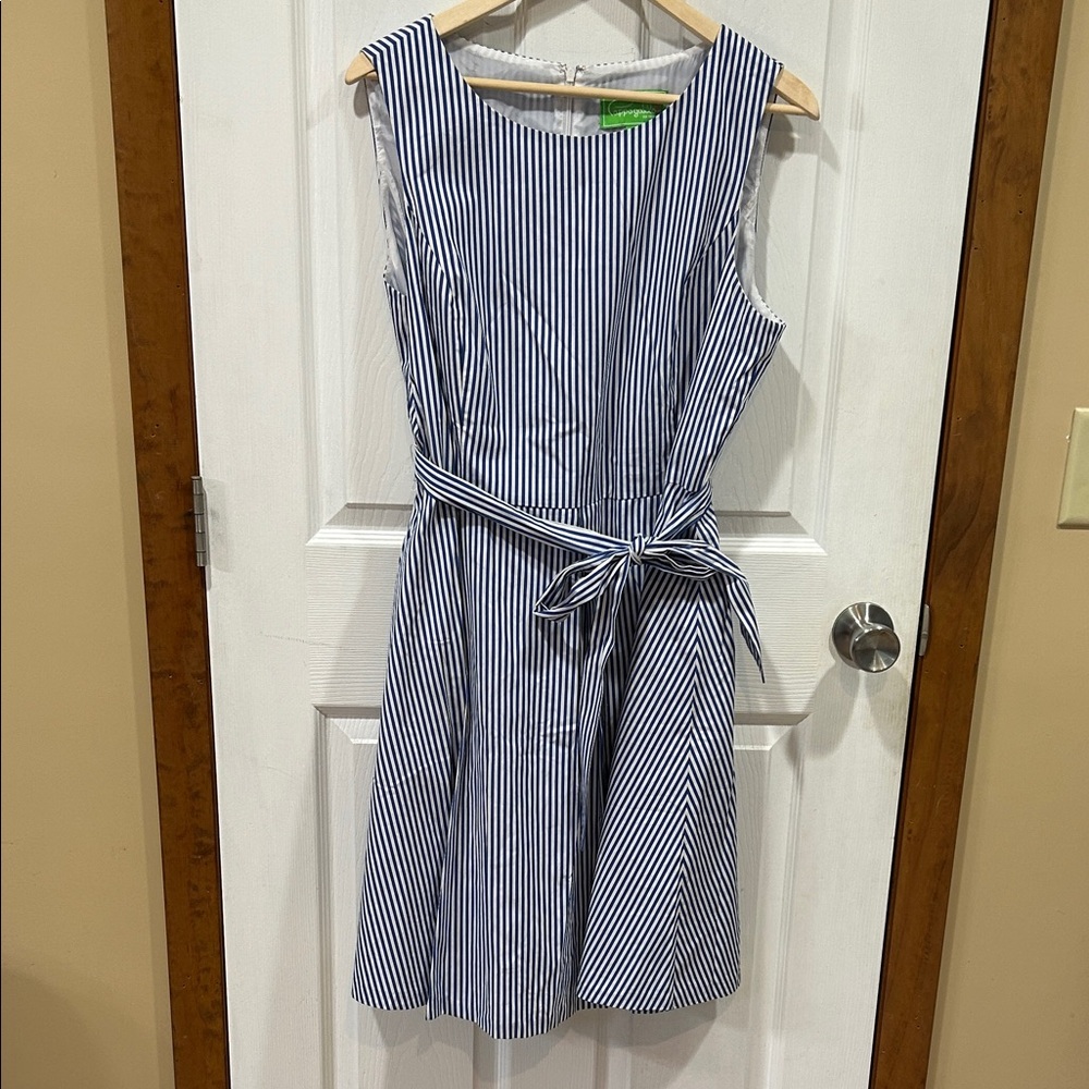 Striped Blue and White Sleeveless Dress